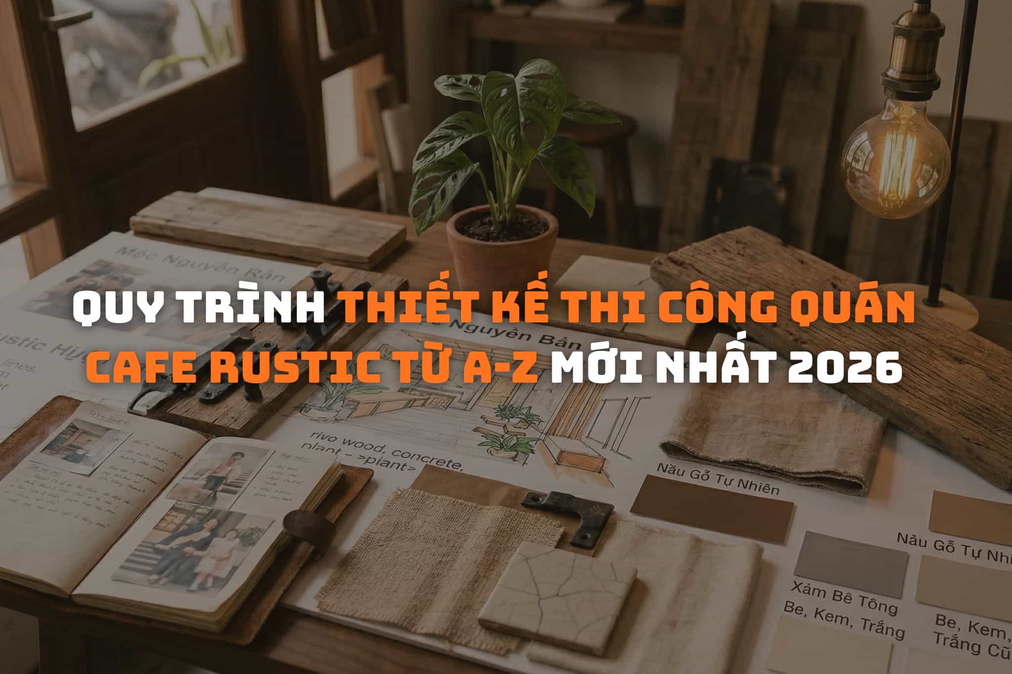 Quy trình thiết kế thi công quán cafe Rustic từ A-Z mới nhất 2026